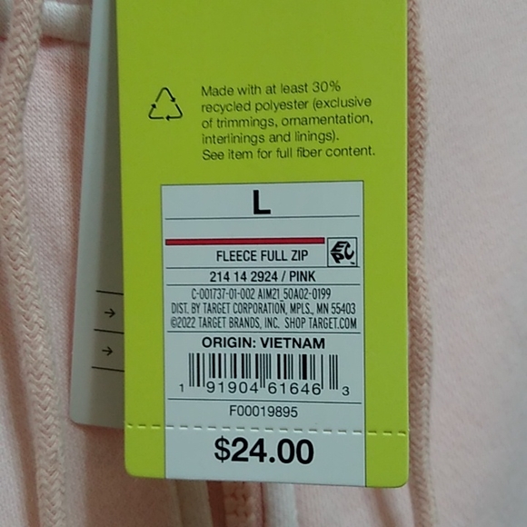 NWT Women's Fleece Full Zip Hooded Sweatshirt - all in Motion - L - Picture 4 of 7